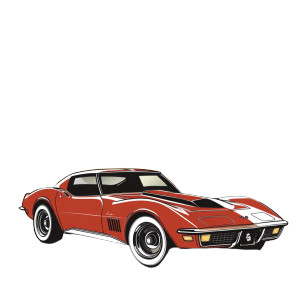 Vintage Corvette Tee Vinyl Car Decal Sticker – Waterproof & UV-Resistant 8"