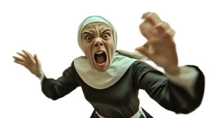 Frustrated Nun Screaming Vinyl Car Decal Sticker – Waterproof & UV-Resistant 8"