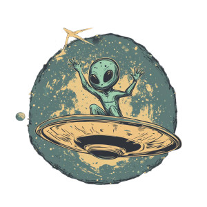 Alien In Ufo Vinyl Car Decal Sticker – Waterproof & UV-Resistant 8" Alien In Ufo Vinyl Car Decal Sticker – Waterproof & UV-Resistant 8"