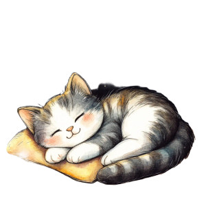 Sleeping Cartoon Cat Vinyl Car Decal Sticker – Waterproof & UV-Resistant 8"