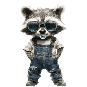 Anthropomorphic Raccoon Vinyl Car Decal Sticker – Waterproof & UV-Resistant 8"