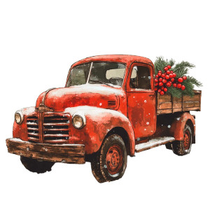 Christmas Truck Illustration V3 Vinyl Car Decal Sticker – Waterproof & UV-Resistant 8"