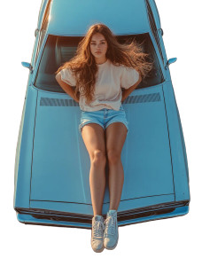 Retro Sunset Rooftop Vinyl Car Decal Sticker – Waterproof & UV-Resistant 8"