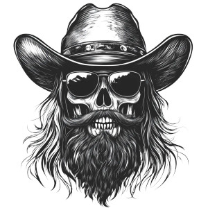 Cowboy Skull Graphic Vinyl Car Decal Sticker – Waterproof & UV-Resistant 8"
