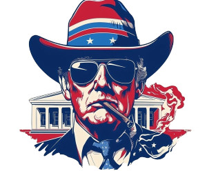 Cowboy Politician Sticker Vinyl Car Decal Sticker – Waterproof & UV-Resistant 8"