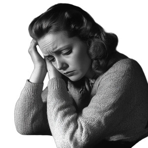 Sad Middle-Aged Woman Vinyl Car Decal Sticker – Waterproof & UV-Resistant 8"