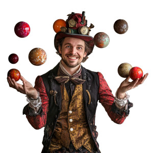 Jolly Steam Punk Juggler Vinyl Car Decal Sticker – Waterproof & UV-Resistant 8"