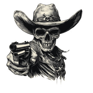 Skull Cowboy Crossbones Vinyl Car Decal Sticker – Waterproof & UV-Resistant 8"