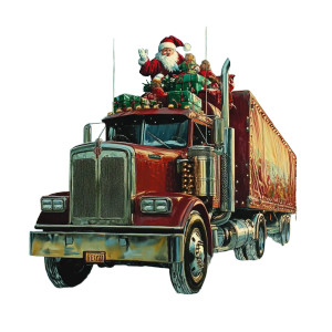 Santa On Truck Vinyl Car Decal Sticker – Waterproof & UV-Resistant 8" Santa On Truck Vinyl Car Decal Sticker – Waterproof & UV-Resistant 8"