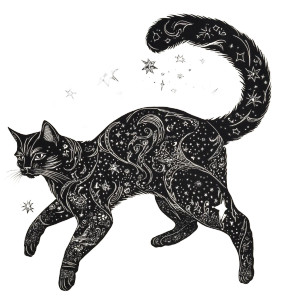 Cosmic Leaping Cat Vinyl Car Decal Sticker – Waterproof & UV-Resistant 8"