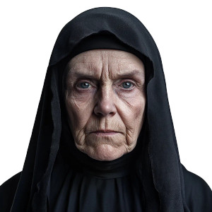 Serious Old Nun Vinyl Car Decal Sticker – Waterproof & UV-Resistant 8"