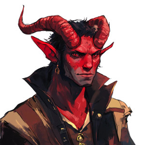 Red Tiefling Character Vinyl Car Decal Sticker – Waterproof & UV-Resistant 8"