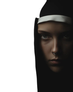Nun With Piercing Vinyl Car Decal Sticker – Waterproof & UV-Resistant 8"