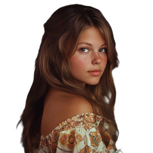 70S Brown-Haired Girl Vinyl Car Decal Sticker – Waterproof & UV-Resistant 8"