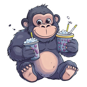 Happy Gorilla Barista Vinyl Car Decal Sticker – Waterproof & UV-Resistant 8"