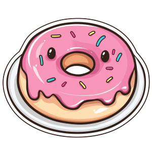 Delighted Cartoon Donut Vinyl Car Decal Sticker – Waterproof & UV-Resistant 8"