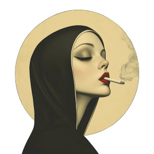 Smoking Nun Portrait V3 Vinyl Car Decal Sticker – Waterproof & UV-Resistant 8"