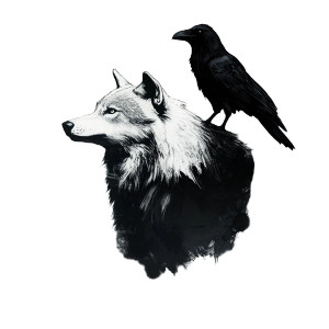 Crow On Wolf Vinyl Car Decal Sticker – Waterproof & UV-Resistant 8"