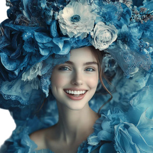 Blue Baroque Elegance Vinyl Car Decal Sticker – Waterproof & UV-Resistant 8"