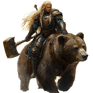 Elf Paladin Riding Bear Vinyl Car Decal Sticker – Waterproof & UV-Resistant 8"