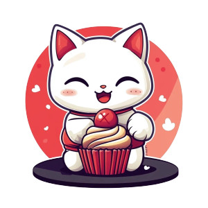 Chibi Maneki-Neko Cupcake Vinyl Car Decal Sticker – Waterproof & UV-Resistant 8"