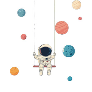 Astronaut Swing Wallpaper V2 Vinyl Car Decal Sticker – Waterproof & UV-Resistant 8"