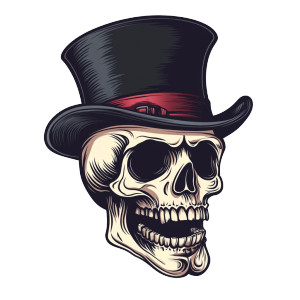 Top Hat Skull Vinyl Car Decal Sticker – Waterproof & UV-Resistant 8"