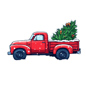 Red Christmas Pickup Vinyl Car Decal Sticker – Waterproof & UV-Resistant 8"