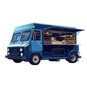 Blue Food Truck Vinyl Car Decal Sticker – Waterproof & UV-Resistant 8"