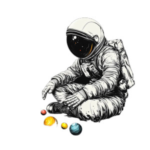 Astronaut With Planets V3 Vinyl Car Decal Sticker – Waterproof & UV-Resistant 8"