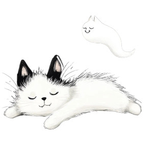 Sleeping Cat Ghost Vinyl Car Decal Sticker – Waterproof & UV-Resistant 8"