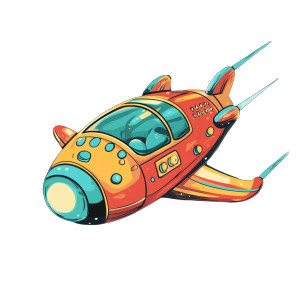 Happy Space Ship Vinyl Car Decal Sticker – Waterproof & UV-Resistant 8"
