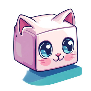 Cartoon Cube Kitten Vinyl Car Decal Sticker – Waterproof & UV-Resistant 8"