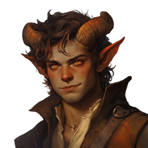 Scruffy Tiefling Portrait Vinyl Car Decal Sticker – Waterproof & UV-Resistant 8"