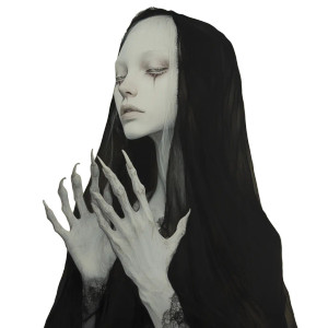 Veiled Demon Girl Vinyl Car Decal Sticker – Waterproof & UV-Resistant 8"