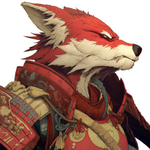 Red Kitsune Samurai Vinyl Car Decal Sticker – Waterproof & UV-Resistant 8"