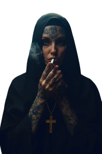 Gothic Tattooed Nun V29 Vinyl Car Decal Sticker – Waterproof & UV-Resistant 8"