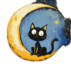 Cartoon Cat Moon Vinyl Car Decal Sticker – Waterproof & UV-Resistant 8"