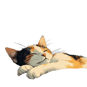 Lofi Sleeping Cat Vinyl Car Decal Sticker – Waterproof & UV-Resistant 8"