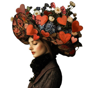 Heart-Flower Hat Vinyl Car Decal Sticker – Waterproof & UV-Resistant 8"