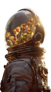 Astronaut With Tulip Helmet Vinyl Car Decal Sticker – Waterproof & UV-Resistant 8"