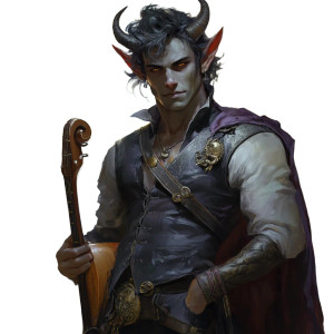 Mysterious Tiefling Bard Vinyl Car Decal Sticker – Waterproof & UV-Resistant 8"