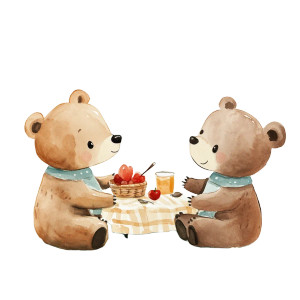 Cute Bears Picnic Vinyl Car Decal Sticker – Waterproof & UV-Resistant 8"