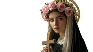 Saint Rose Portrait Vinyl Car Decal Sticker – Waterproof & UV-Resistant 8"