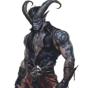 Tiefling Sword Swallower Vinyl Car Decal Sticker – Waterproof & UV-Resistant 8"