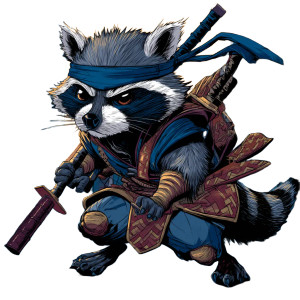 Ninja Raccoon V5 Vinyl Car Decal Sticker – Waterproof & UV-Resistant 8"