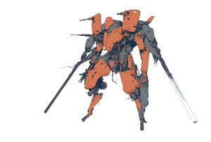 Orange Grey Mech Suit Vinyl Car Decal Sticker – Waterproof & UV-Resistant 8"