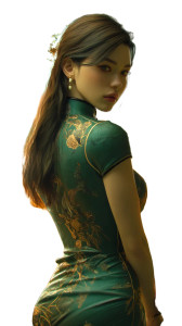 Emerald Cheongsam Portrait Vinyl Car Decal Sticker – Waterproof & UV-Resistant 8"