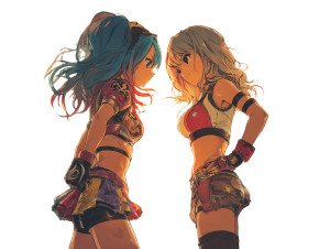 Anime Wrestlers Face-Off Vinyl Car Decal Sticker – Waterproof & UV-Resistant 8"