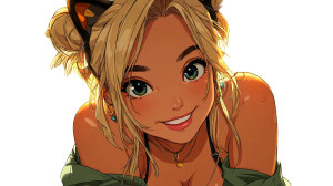 Blonde Cat-Eared Woman Vinyl Car Decal Sticker – Waterproof & UV-Resistant 8"